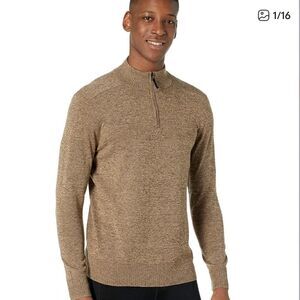 Smartwool Sparwood 1/2 Zip Wool Pullover Sweater Heathered Brown